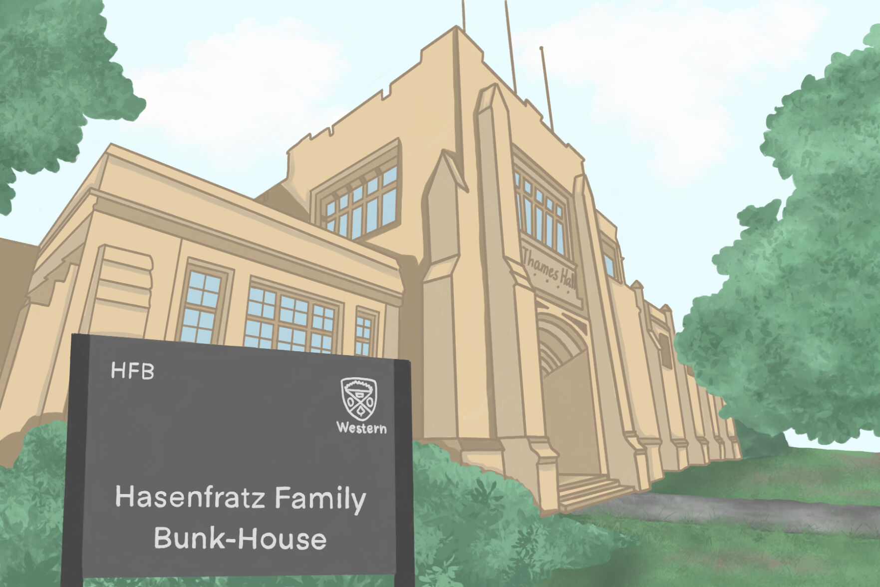 SPOOF: Thames Hall is turning into Hasenfratz Family Bunk-House (graphic - jpg)